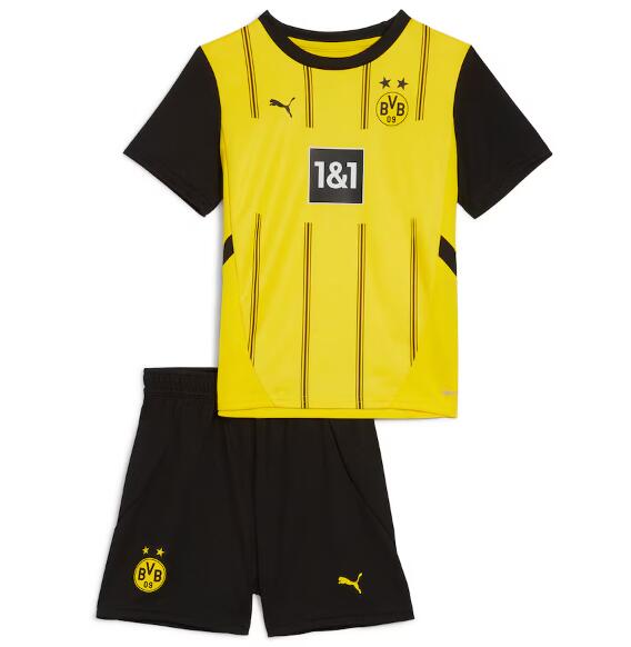 Borussia Dortmund 2024/25 Home Kids Soccer Kit Children Shirt and Shorts