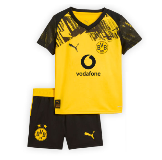 Borussia Dortmund 2025/26 Home Kids Soccer Kit Children Shirt + Shorts