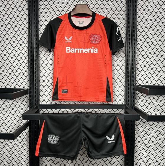 Bayer 04 Leverkusen 2024/25 Home Kids Soccer Kits Children Shirt and Shorts