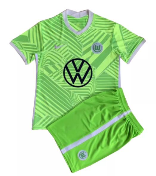 Wolfsburg 2021/22 Home Kids Soccer Suits Children Shirt and Shorts