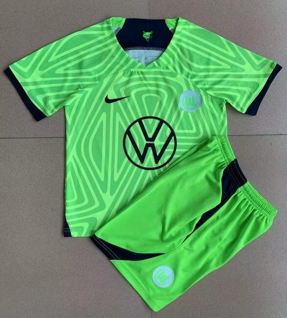 Wolfsburg 2022/23 Home Kids Soccer Suits Children Shirt and Shorts