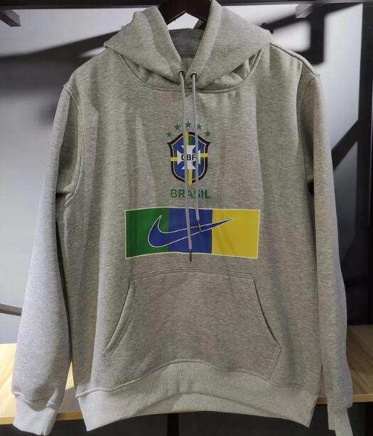 Brazil 2022 World Cup Grey Hoodie Sweatshirt