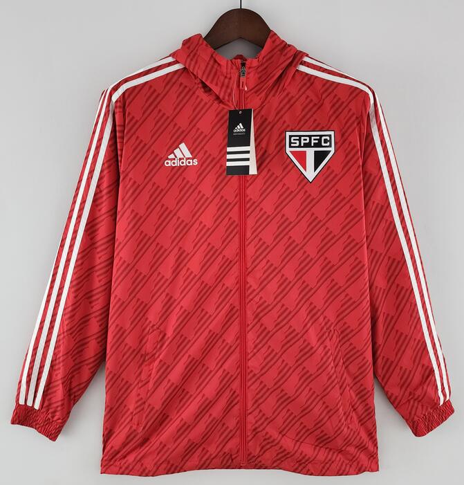 Sao Paulo 2022/23 Red White Stripe Windbreaker Jacket