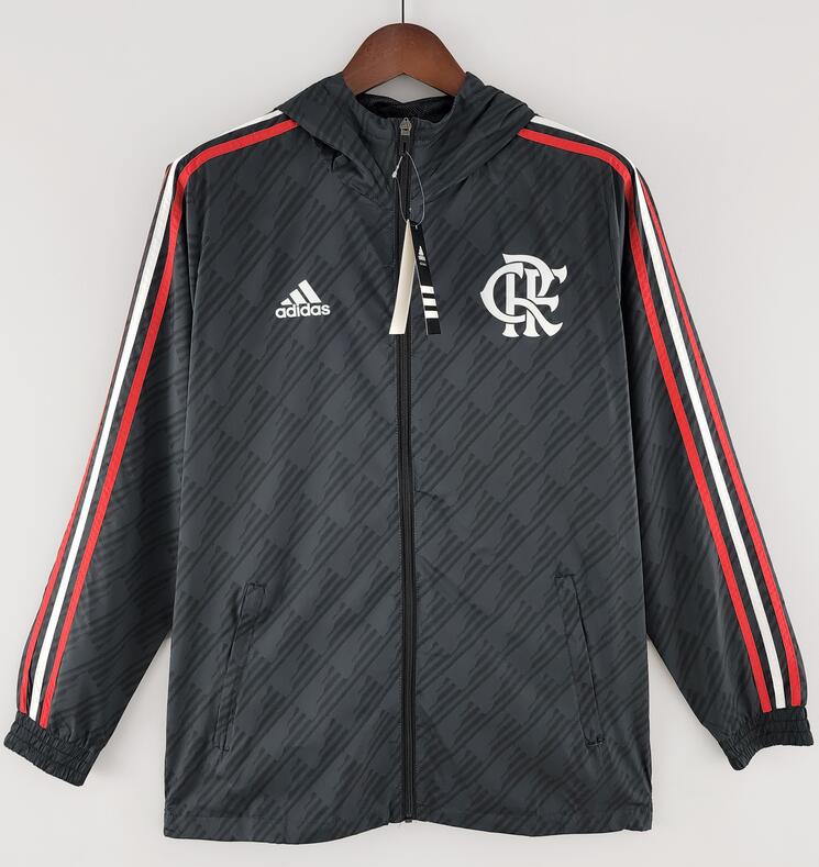 CR Flamengo 2022/23 Black Stripe Windbreaker Jacket
