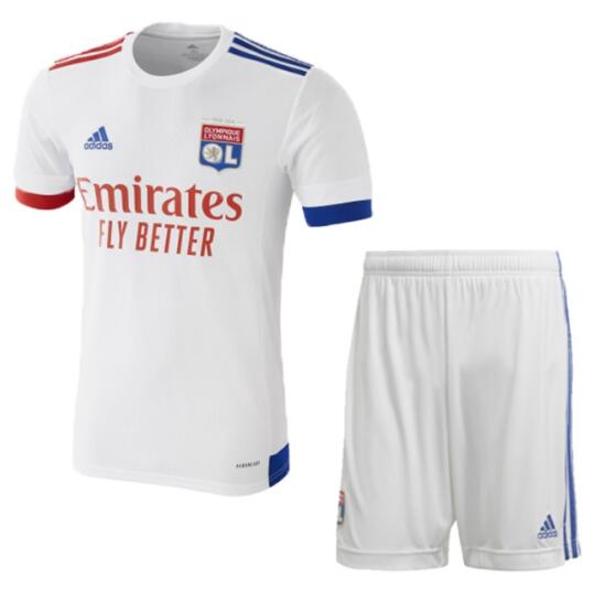 Olympique Lyonnais 2020/21 Home Kids Soccer Suit Children Shirt And Shorts