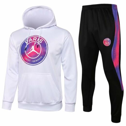 PSG Jordan 2021/22 White Training Suits (Hoodie Sweeatshirt+Trouser)