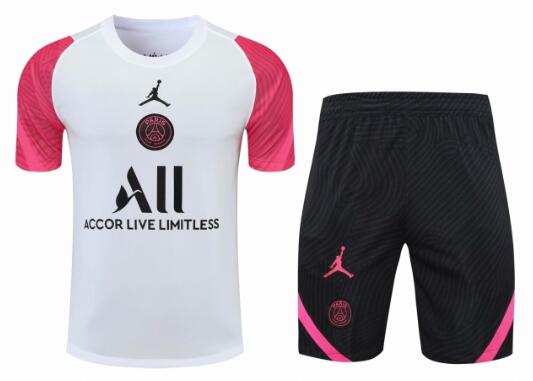 PSG 2021/22 White Pink Training Suits (Shirt+Shorts)