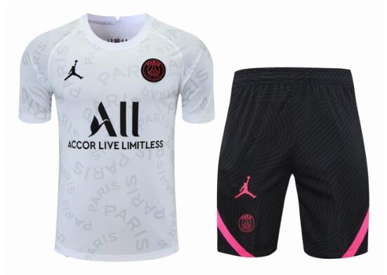 PSG 2021/22 White Training Suits (Shirt+Shorts)