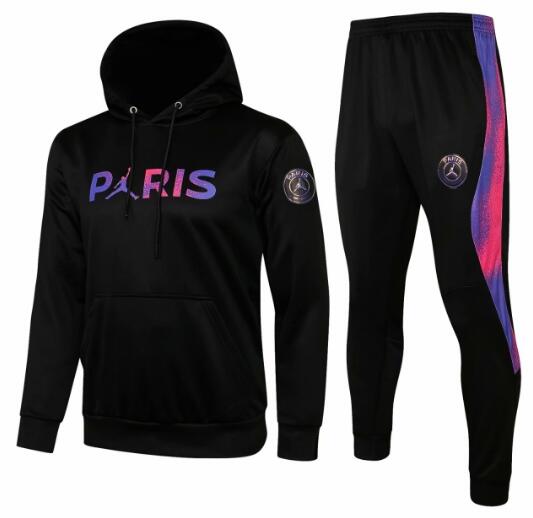 PSG Jordan 2021/22 Black Training Suits (Paris Hoodie Sweeatshirt+Trouser)