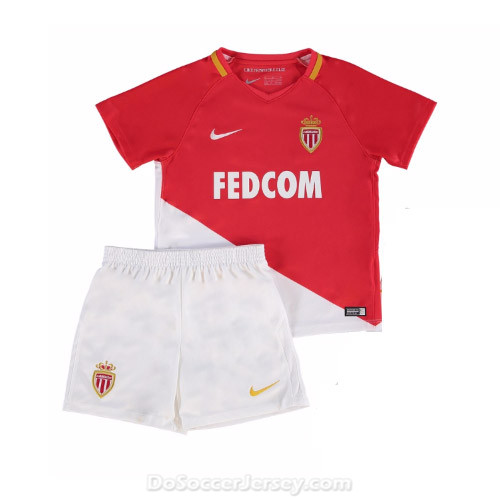 AS Monaco 2017/18 Home Kids Kit Children Shirt And Shorts