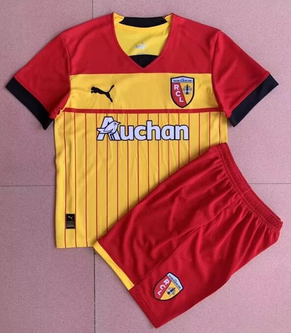 Lens 2022/23 Home Kids Soccer Kits Children Shirt And Shorts
