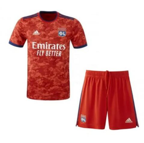 Olympique Lyonnais 2021/22 Away Kids Soccer Suit Children Shirt And Shorts