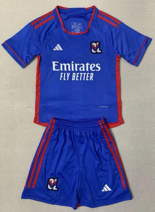 Lyon 2023/24 Away Kids Soccer Kits Children Shirt And Shorts