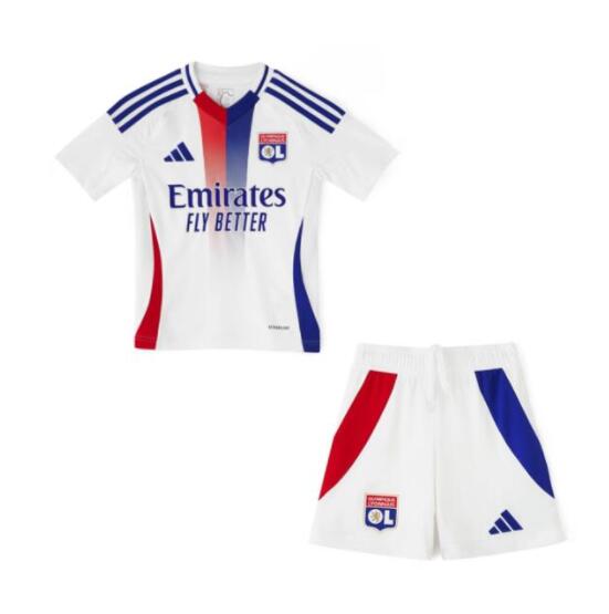 Lyon 2024/25 Home Kids Soccer Kits Children Shirt And Shorts