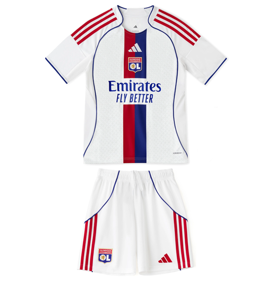 Lyon 2025/26 Home Kids Soccer Kits Children Shirt And Shorts