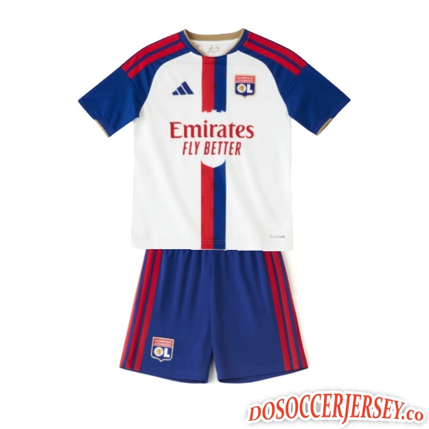 Lyon 2026/27 Home Kids Soccer Kits Youth Shirt + Shorts