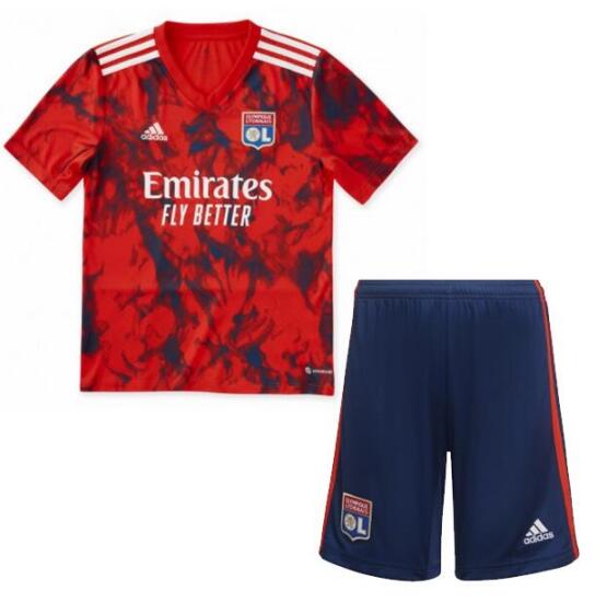 Olympique Lyonnais 2022/23 Away Kids Soccer Suit Children Shirt And Shorts