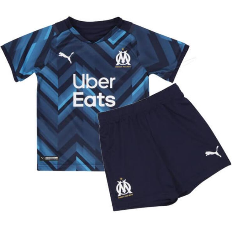 Olympique de Marseille 2021/22 Away Kids Soccer Suits Children Shirt And Shorts