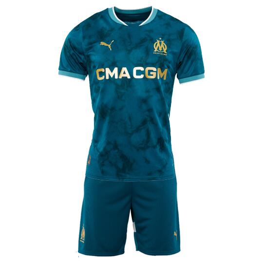 Olympique de Marseille 2024/25 Away Kids Soccer Kit Children Shirt And Shorts