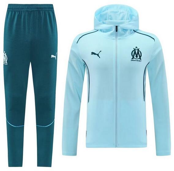 Marseilles 2024/25 Blue Training Suits (Hoodie Jacket+Trouser)