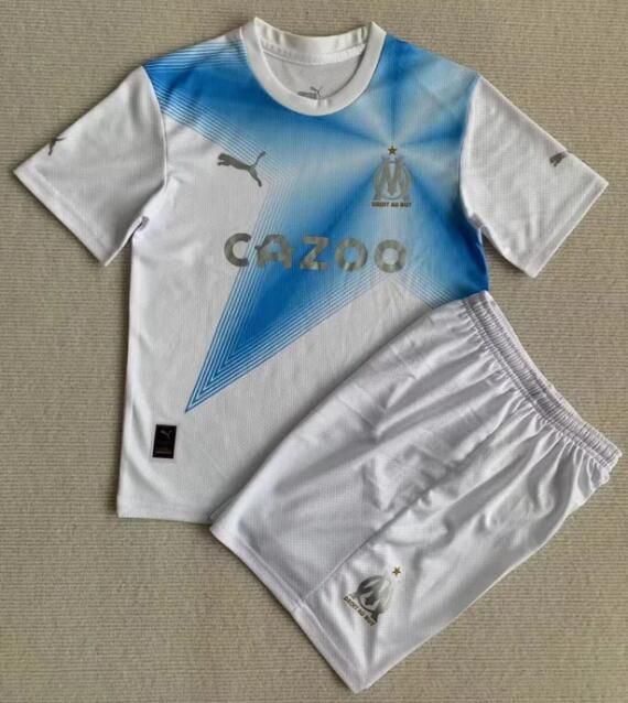 Olympique de Marseille 2023/24 Fourth Kids Soccer Kit Children Shirt And Shorts