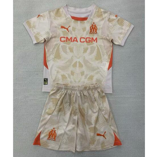 Olympique de Marseille 2024/25 Goalkeeper Kids Soccer Kit Children Shirt And Shorts