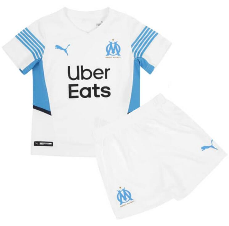 Olympique de Marseille 2021/22 Home Kids Soccer Suits Children Shirt And Shorts