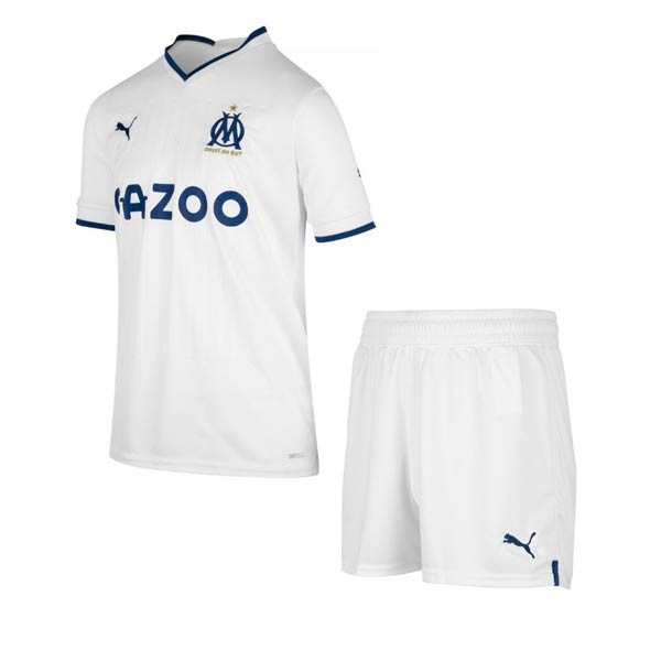 Olympique de Marseille 2022/23 Home Kids Soccer Suits Children Shirt And Shorts