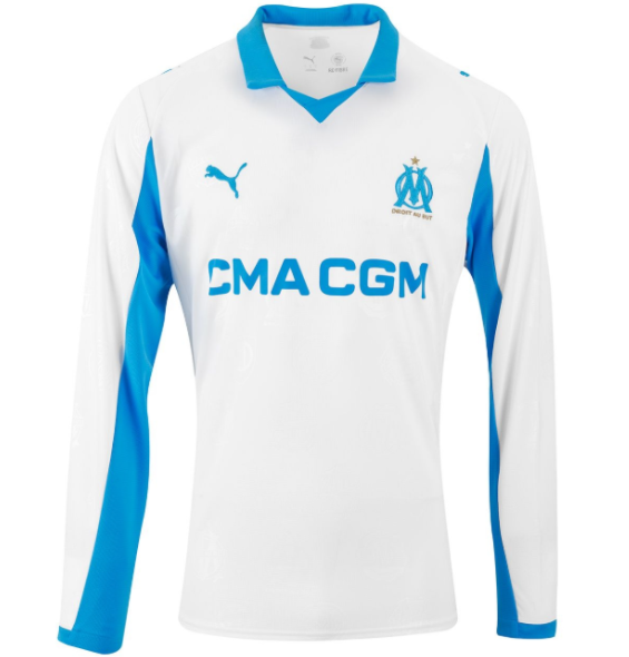 Olympique de Marseille 2025/26 Home Long Sleeved Shirt Soccer Jersey