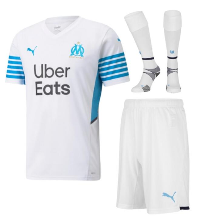 Olympique de Marseille 2021/22 Home Soccer Team Whole Kit