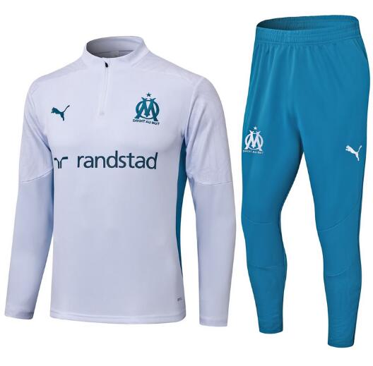 Marseilles 2024/25 White Blue Training Suits (Sweatshirt+Trouser)