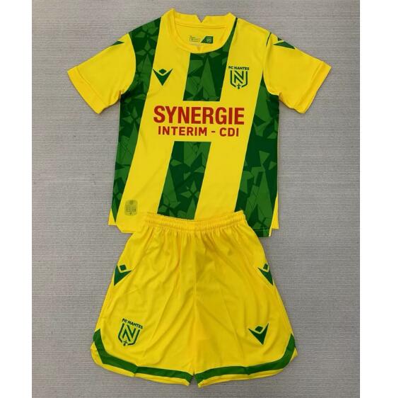 FC Nantes 2024/25 Home Kids Soccer Kits Children Shirt And Shorts