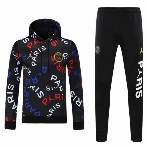 PSG 2021/22 Black Training Suits (Hoodie Sweatshirt+Trouser)