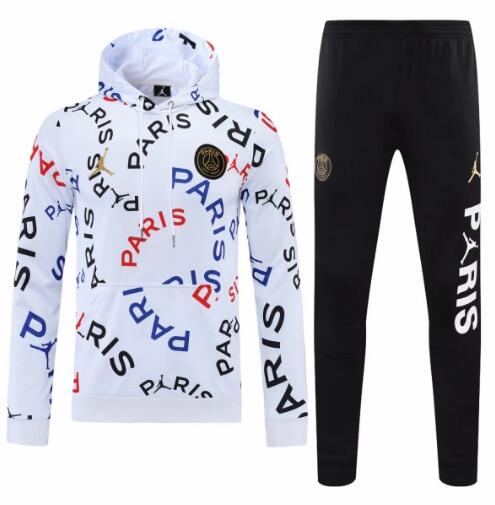 PSG 2021/22 White Training Suits (Hoodie Sweatshirt+Trouser)