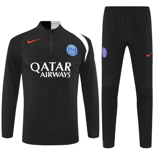 PSG 2025/26 Black White Training Suit (Sweatshirt+Trouser)