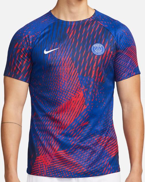 PSG 2022/23 Blue Red Match Version UCL Pre-Game Training Shirt