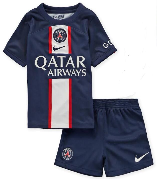 PSG 2022/23 Home Kids Soccer Jersey Kit Children Shirt + Shorts
