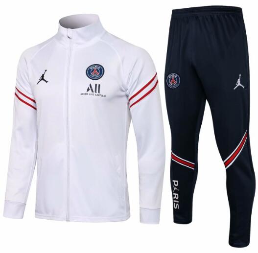 PSG Jordan 2021/22 White Training Suits (Jacket+Trouser)