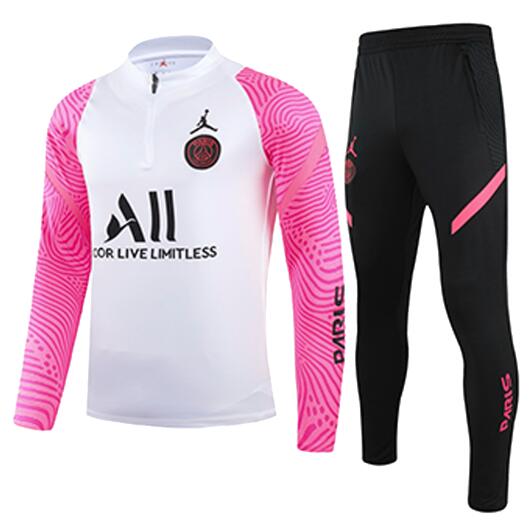 PSG 2021/22 White Pink Training Suits (Sweeatshirt+Trouser)