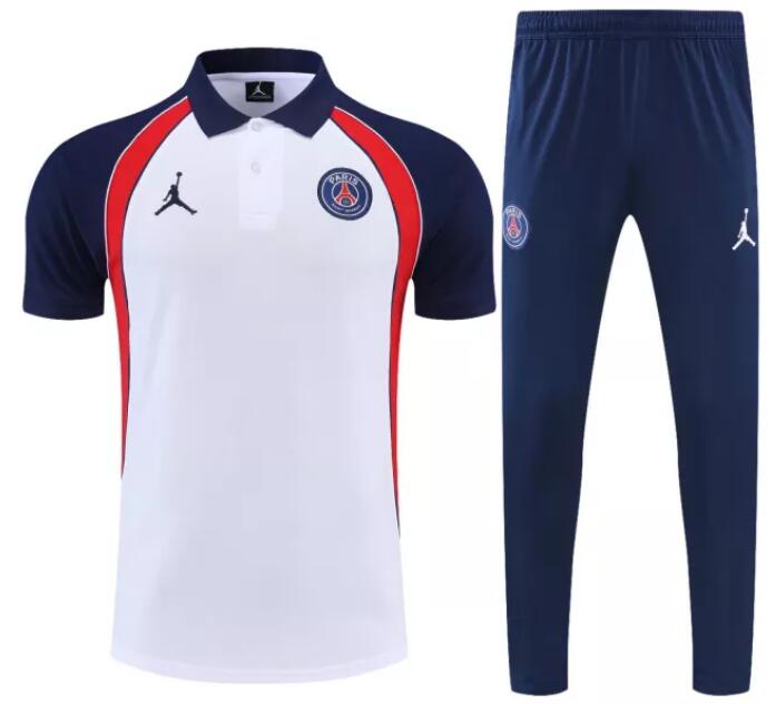 PSG 2022/23 White Polo Suit Kit (Shirt+Trouser)