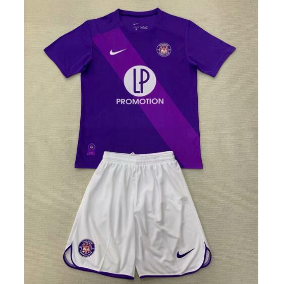 Toulouse FC 2024/25 Home Kids Soccer Kits Children Shirt And Shorts