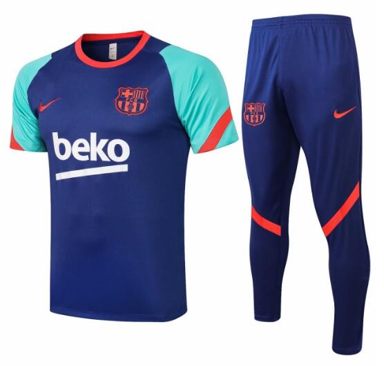 Barcelona 2021 Blue Training Suits (Shirt+Trousers)