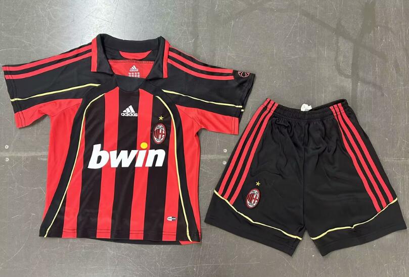 AC Milan 2006/07 Home Kids Retro Soccer Kits Children Shirt + Shorts