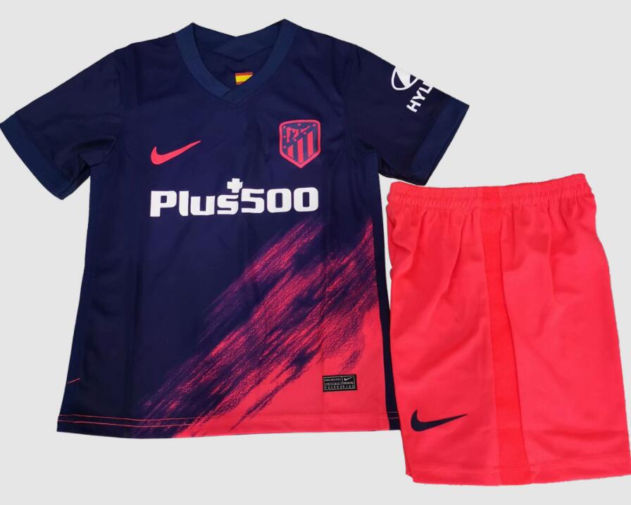 Atletico Madrid 2021/22 Away Kids Soccer Kit Children Shirt and Shorts