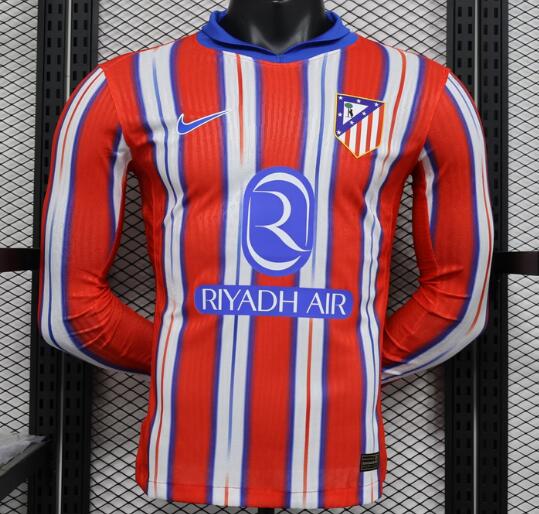 Atletico Madrid 2024/25 Home Long Sleeved Match Version Shirt Soccer Jersey
