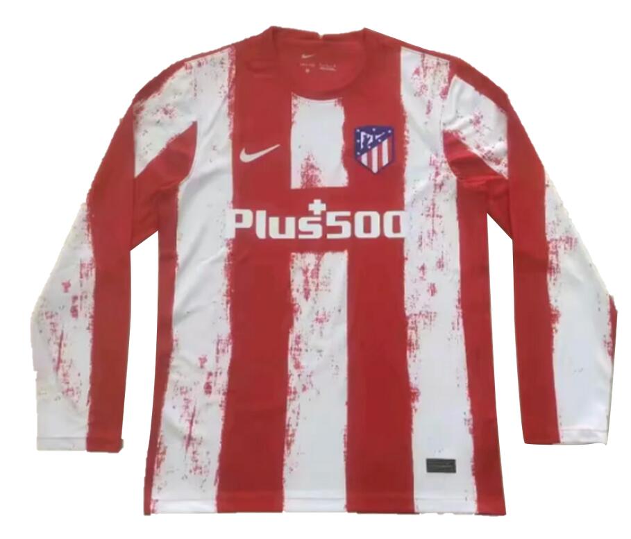 Atletico Madrid 2021/22 Home Long Sleeved Shirt Soccer Jersey