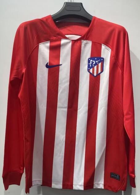 Atletico Madrid 2023/24 Home Long Sleeved Shirt Soccer Jersey