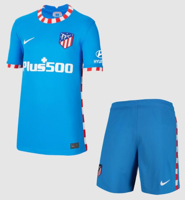 Atletico Madrid 2021/22 Third Kids Soccer Kit Children Shirt and Shorts