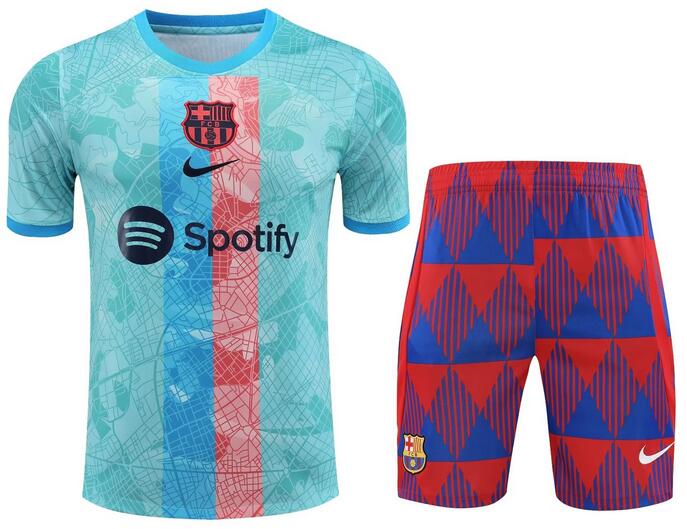 Barcelona 2023/24 Cyan Training Uniforms (Shirt+Shorts)