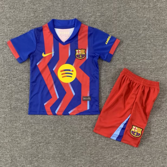 Barcelona 2025/26 Fourth Kids Soccer Kits Children Shirt + Shorts New Style